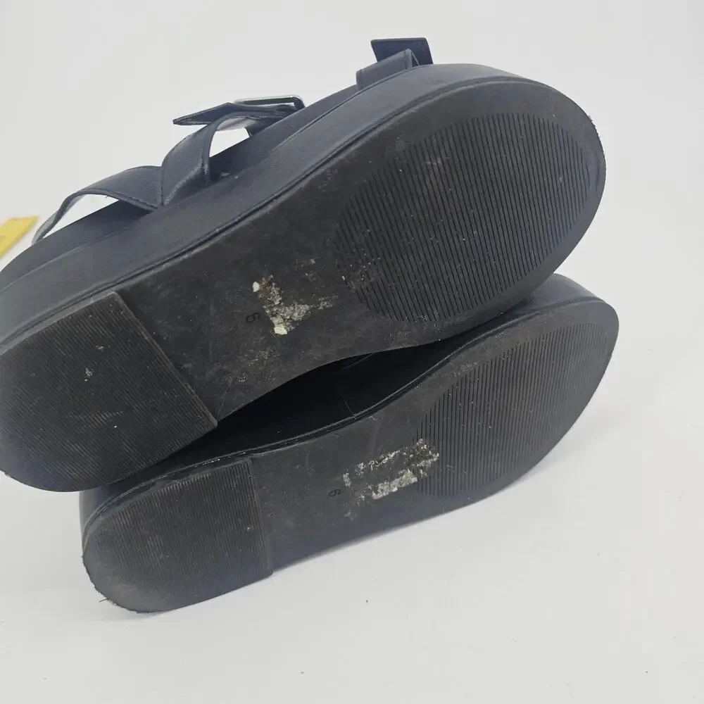 ASOS Black Trombone Platform Chunky Strappy Buckle Sandal Women's 8 Goth Punk - Picture 7 of 10